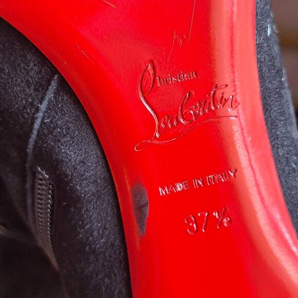 Christian Louboutin Miss Tack 70 Boots Women’s 7.5 Black Suede 37.5 Heeled - Picture 7 of 16